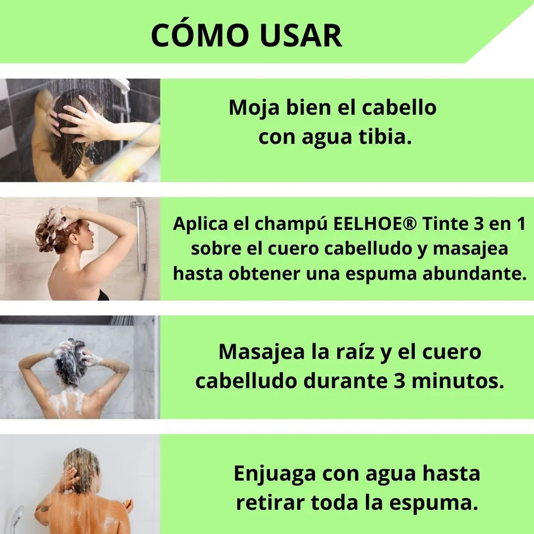 EELHOE® Champú Tinte 3 en 1 | Paga 1 y lleva 2