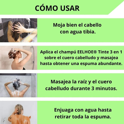 EELHOE® Champú Tinte 3 en 1 | Paga 1 y lleva 2